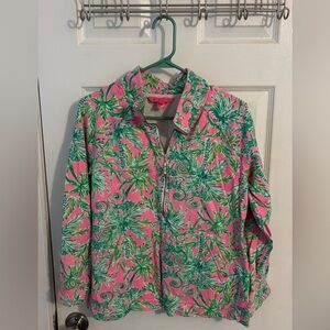 Lilly Pulitzer Pink and Green Leaf Print Top